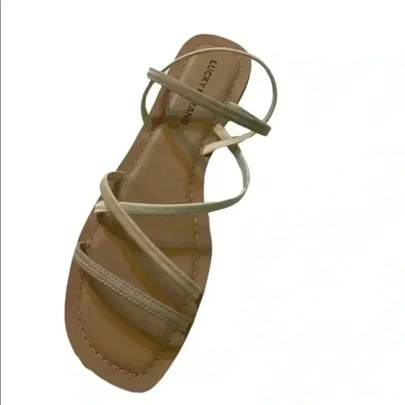Lucky Brand sandal womens strappy LK Bizell elastic feather grey shoe SZ 11M - Picture 7 of 7